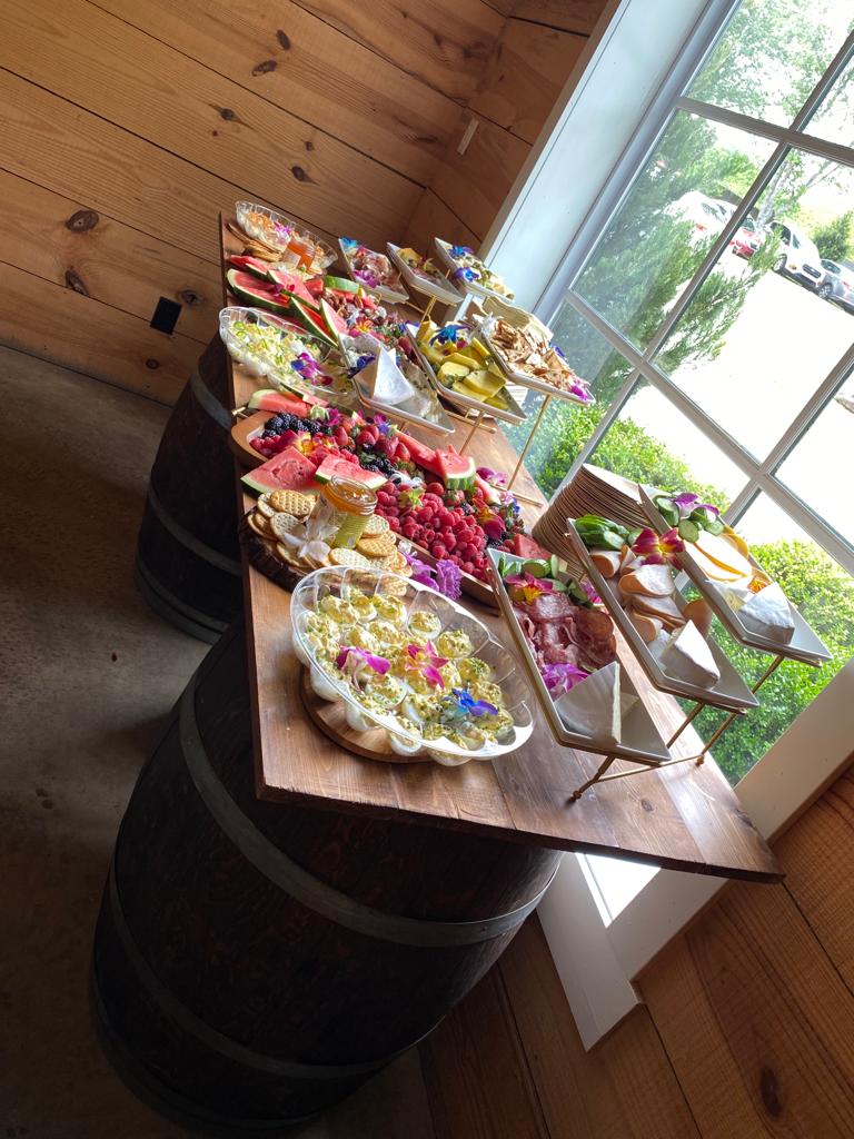 A table with many different foods on it
